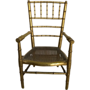 Antieke Franse Vergulde Kinderstoel