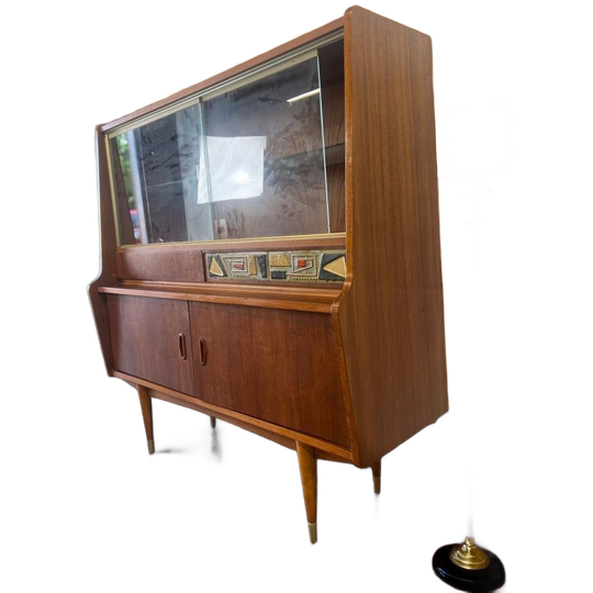 Vintage Vitrinekast / Kast Met Keramiek Accent 1