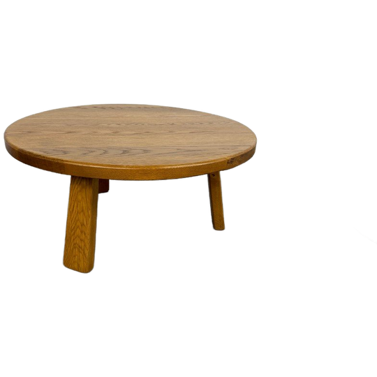 Ronde Massief Eiken Brutalist Salontafel 1