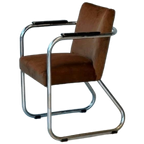 Jaren 30 Armstoel Vintage Sledestoel Buisframe Bauhaus Stoel thumbnail 1