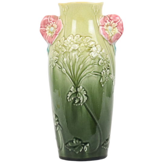 Franse Art Nouveau Vaas Majolica Gustave De Bruyn 29cm 1