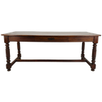 Prachtige Antieke Barley Twist Eettafel – 20E Eeuw thumbnail 1