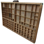 Brocante, Bruine Antieke Houten Letterbak, Wanddecoratie G thumbnail 1