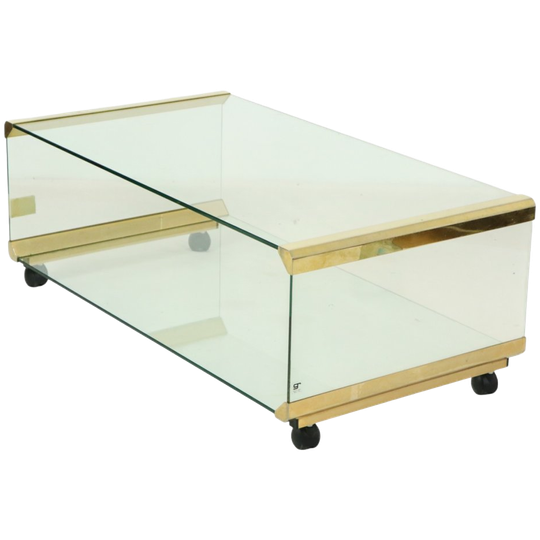Italiaanse Glazen Salontafel Gallotti & Radice Vintage Design 100cm 1