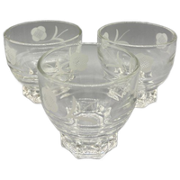 Set Vintage Cocktailglaasjes Print Wit 3 Stuks