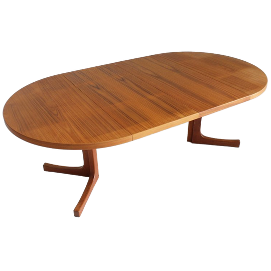 Vintage Deense Ronde Uitschuifbare Eettafel Teakhout Jaren 60 1