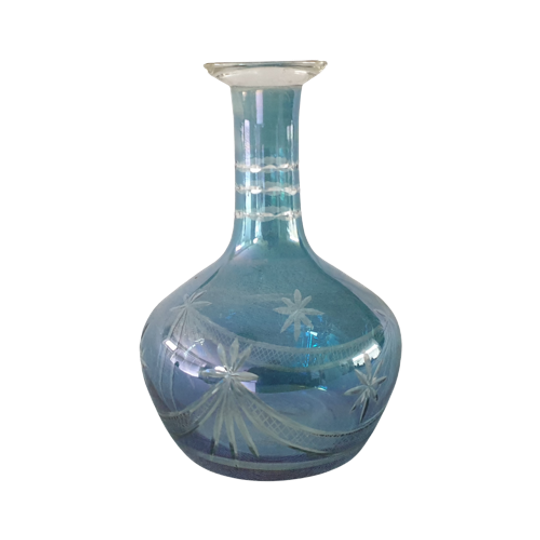 Karaf Blauw Geslepen Glas 1