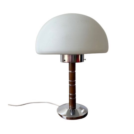 Vintage Tafellamp Opaalglas & Chroom (lidokov) 1