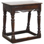 Charmante En Veelzijdige Gesigneerde Antieke Engelse Eikenhouten Joint Stool/ Kruk/ Bijzettafel thumbnail 1