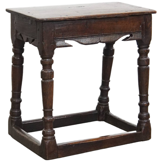 Charmante En Veelzijdige Gesigneerde Antieke Engelse Eikenhouten Joint Stool/ Kruk/ Bijzettafel 1