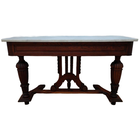 Antieke Franse Sidetable, Haltafel, Bijzettafel Wandconsole Marmer Blad 1