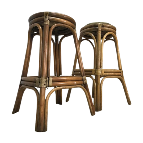 Vintage Tiki Bar Kruk / Tabouret 2 Stuks 1