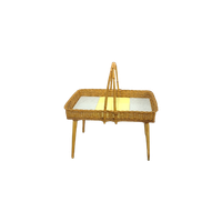 Vintage Rotan Dienblad Op Poten Met Geel Formica