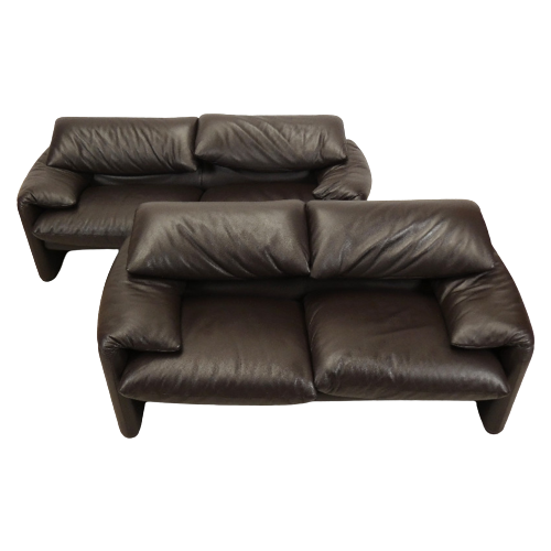Cassina Maralunga Set 2,5 And 2-Seater - Brown Leather