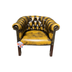 Chesterfield Tub Fauteuil In Antiek Goud Leder thumbnail 1