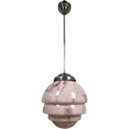 Art Deco Rosé Gemarmerde Opaline Hanglamp thumbnail 1