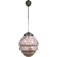 Art Deco Rosé Gemarmerde Opaline Hanglamp