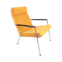 Harvink Fauteuil Geel Chromen Frame Nieuw Gestoffeerd