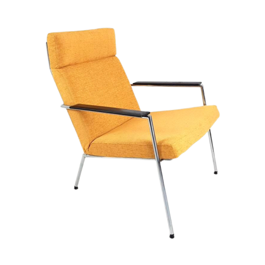 Harvink Fauteuil Geel Chromen Frame Nieuw Gestoffeerd 1