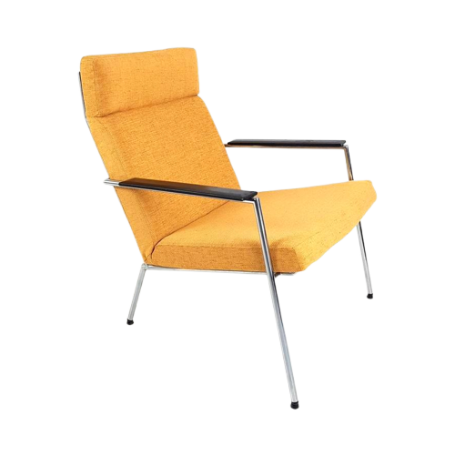 Harvink Fauteuil Geel Chromen Frame Nieuw Gestoffeerd