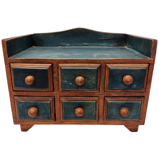 Houten Juwelen Miniatuur Laden Kastje, 2e Helft 20e Eeuw 1