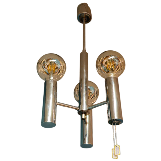 Vintage Hustadt Leuchten Hanglamp Plafondlamp Chrome 1