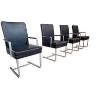 4X Hulsta D13 Stoelen - Eetkamerstoelen - Zwart Leder-Design