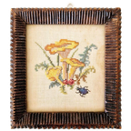 Antiek Lijstje Met Geborduurd Werkje Paddestoelen Schilderij thumbnail 1