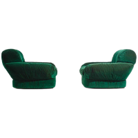 Plompe Postmoderne Italiaanse Lounge Banken In Diepgroene Flueel, 1970