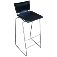 Design Barkruk Chrome En Zwart Leer