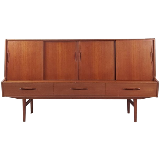Vintage Deens Highboard | Drankenkast Buffetkast Teak Danish 1