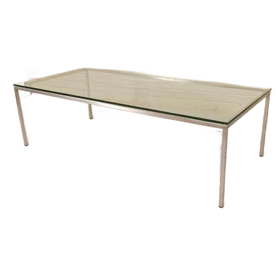 Vintage Postmodern Chroom En Glas Salontafel 1