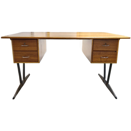 Vintage Teakhouten Bureau Jaren 50 Jaren 60 Design Bureau 1