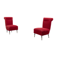 1950’s Pair Of Italian Mid-century Side Lounge Chairs / Fauteuil