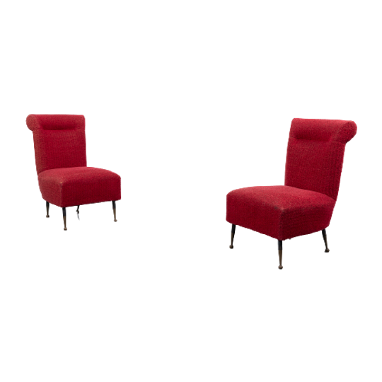 1950’s Pair Of Italian Mid-century Side Lounge Chairs / Fauteuil 1