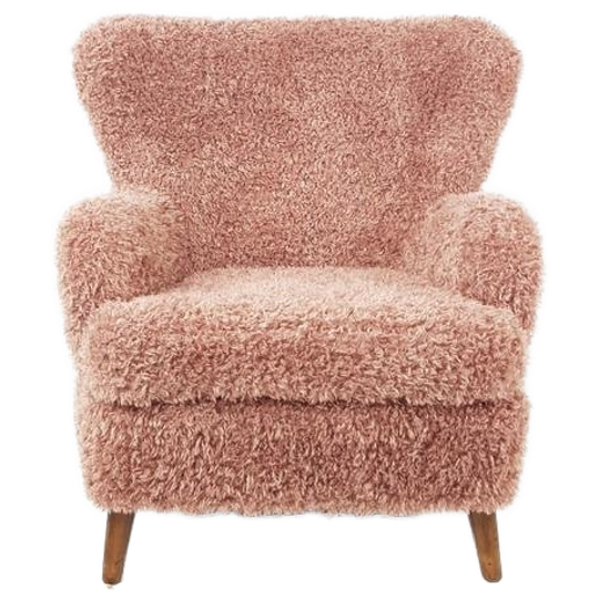 Vintage Fauteuil Roze Doodle Nieuw Gestoffeerd Oorfauteuil 1