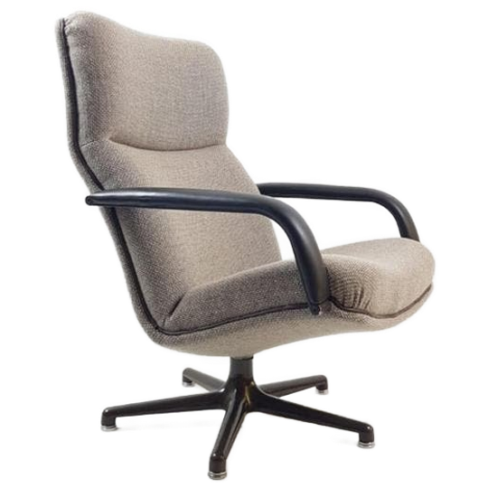 Artifort Swivel Chair Beige Wool | Leather Draaifauteuil 1