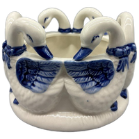Bloempot Ganzenring Blauw/wit