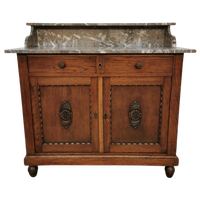 Vintage Frans Dressoir Commode, Ladekast, Badkamermeubel Met Marmer Blad 805