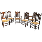 8 ( 2 X Armrest ) X Ornate Wood / Bobbin / Wicker Dining Chair / Studded Chairs thumbnail 1