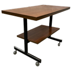 Vintage Bijzettafel, Tv Tafel - Bartafeltje Op Wieltjes Teak thumbnail 1