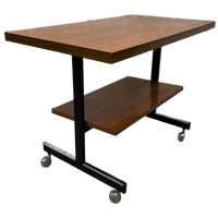 Vintage Bijzettafel, Tv Tafel - Bartafeltje Op Wieltjes Teak