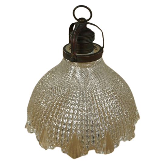 Vintage Glazen Lampenkap Holophane + Lamphouder 1