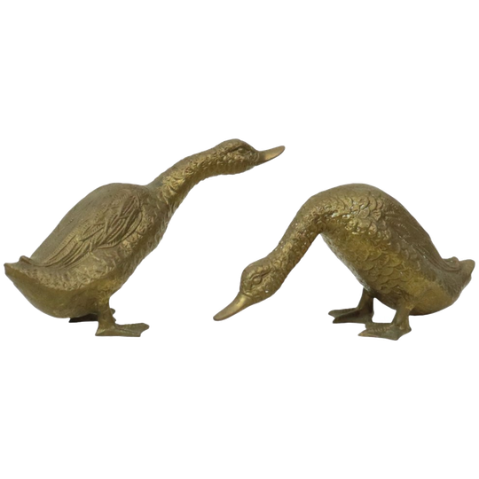 Koppel Bronzen Eenden Ganzen Beeldjes Frankrijk Jaren 40 1