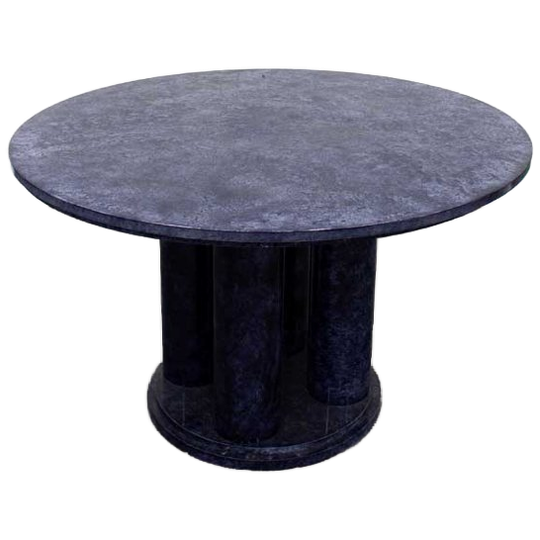 Eclectische Marmeren Look Blauwe Ronde Eettafel 1