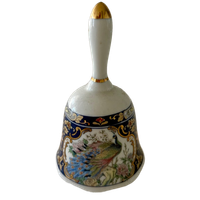 Prachtige Vintage Glanzend Tafelbel Pauw En Bloemen Design Met Gouden Afwerkingen