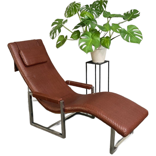 Ralph Lauren Leder & Chroom Lounge Stoel - Usa Jaren 1990 1