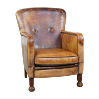 Unieke En Karaktervolle Oude Schapenleren Fauteuil/armchair Met Bijzondere Kleuren