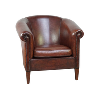 Leuke En Ruime Schapenleren Clubfauteuil Afgewerkt Met Siernagels Engelse Stijl