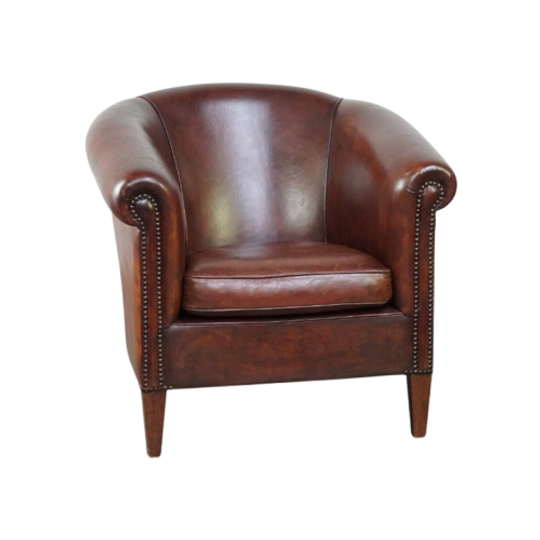 Leuke En Ruime Schapenleren Clubfauteuil Afgewerkt Met Siernagels Engelse Stijl 1